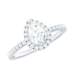 Classic Lab Grown Diamond Pear Engagement Ring with Halo