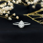 Classic Lab Grown Diamond Pear Engagement Ring with Halo