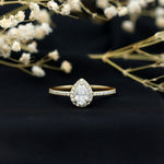 Classic Lab Grown Diamond Pear Engagement Ring with Halo