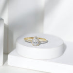 Classic Lab Grown Diamond Pear Engagement Ring with Halo