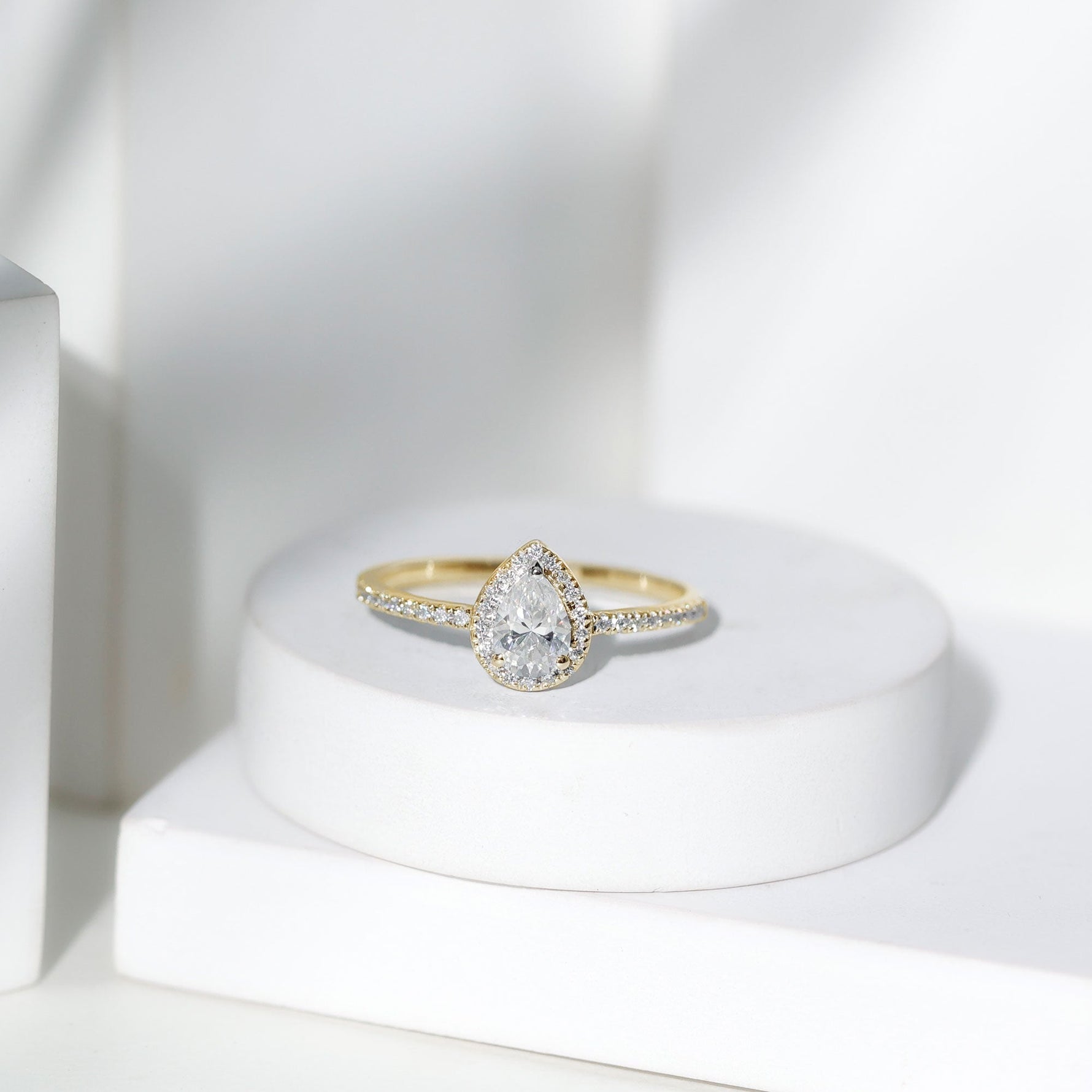 Classic Lab Grown Diamond Pear Engagement Ring with Halo