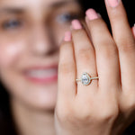 Classic Lab Grown Diamond Pear Engagement Ring with Halo