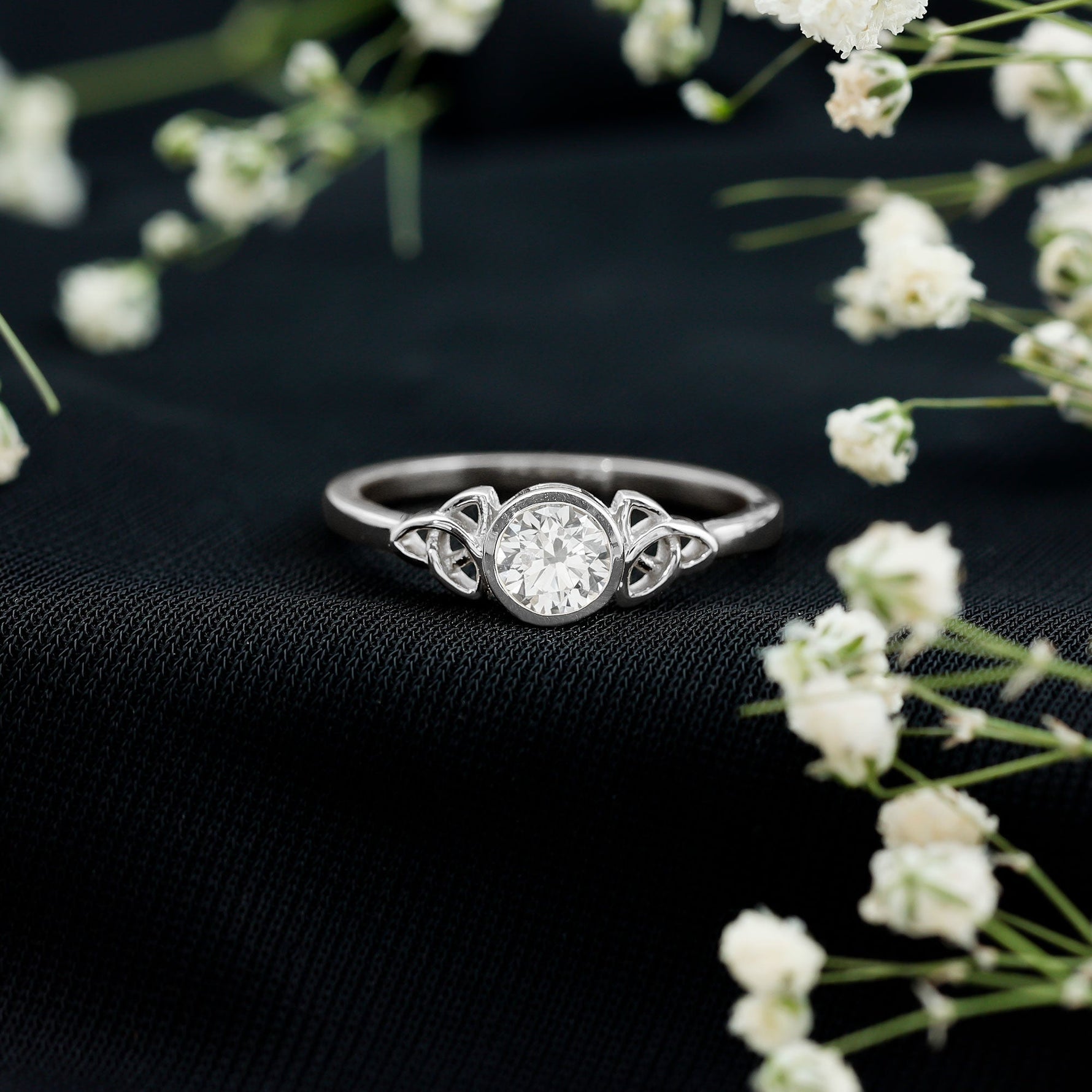 Bezel Set Lab Grown Diamond Knot Promise Ring