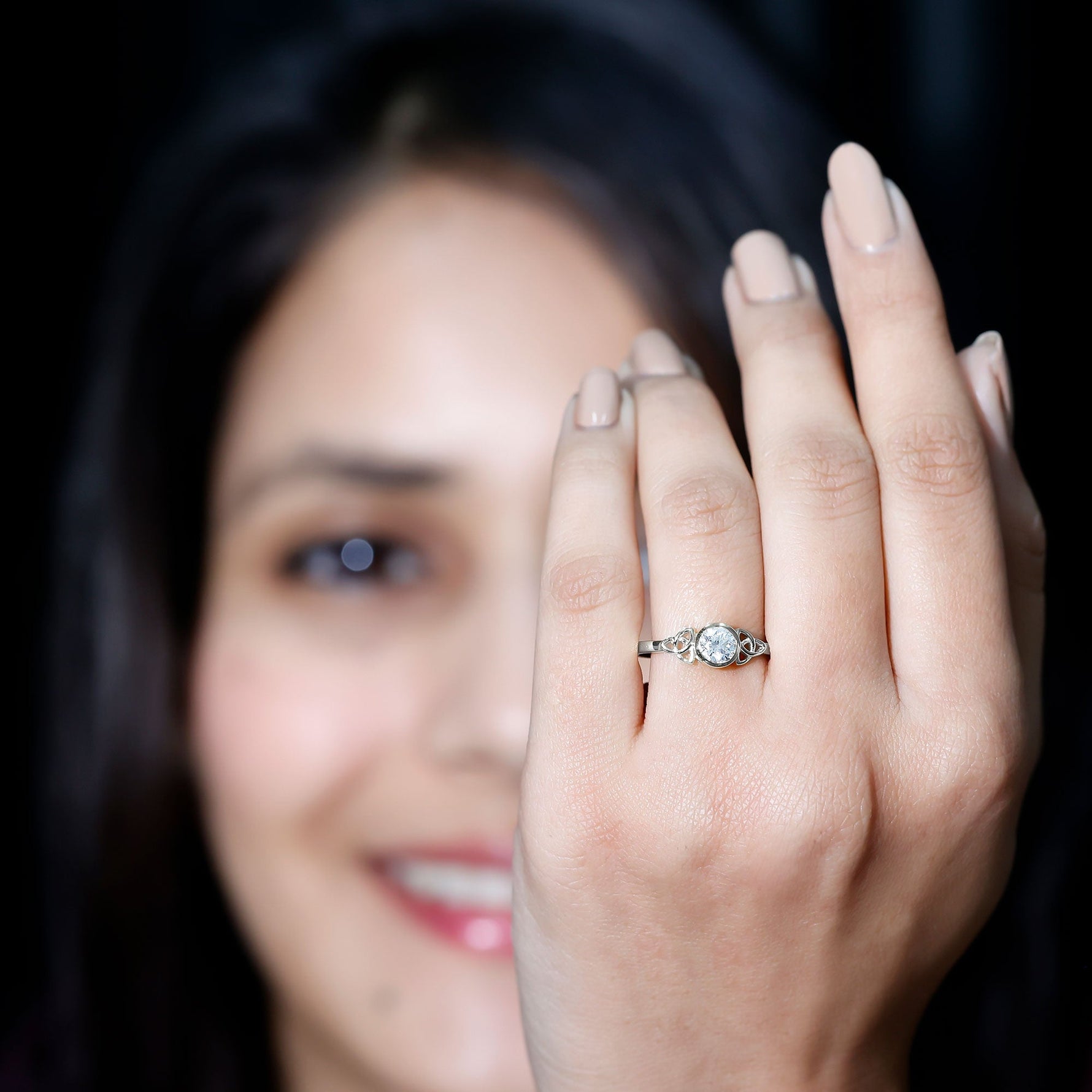 Bezel Set Lab Grown Diamond Knot Promise Ring