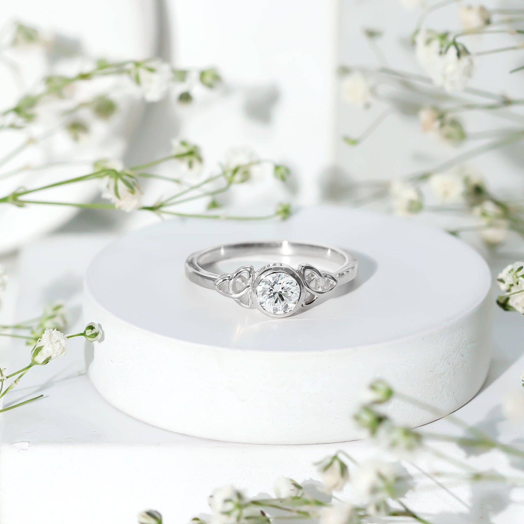 Bezel Set Lab Grown Diamond Knot Promise Ring