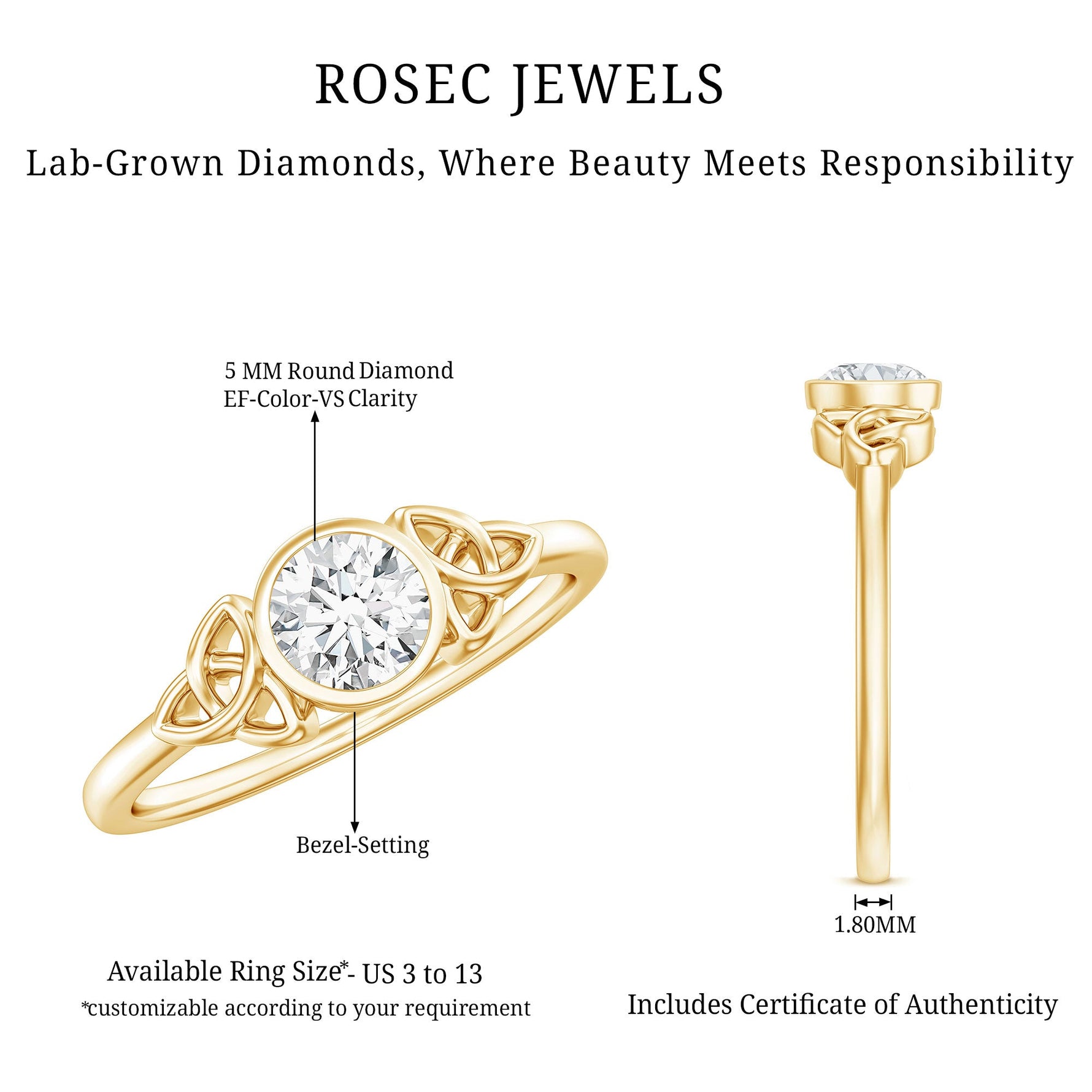 Bezel Set Lab Grown Diamond Knot Promise Ring