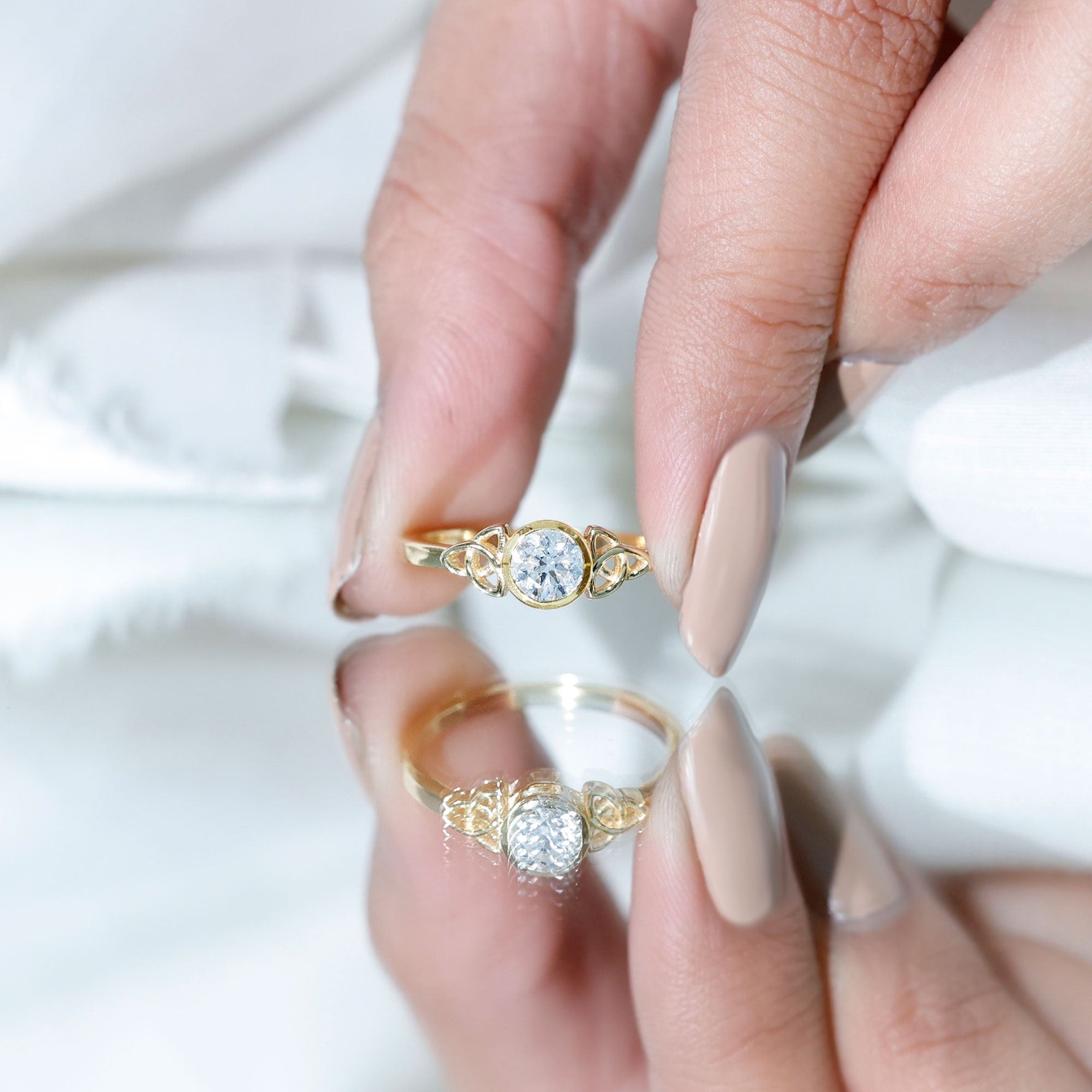 Bezel Set Lab Grown Diamond Knot Promise Ring