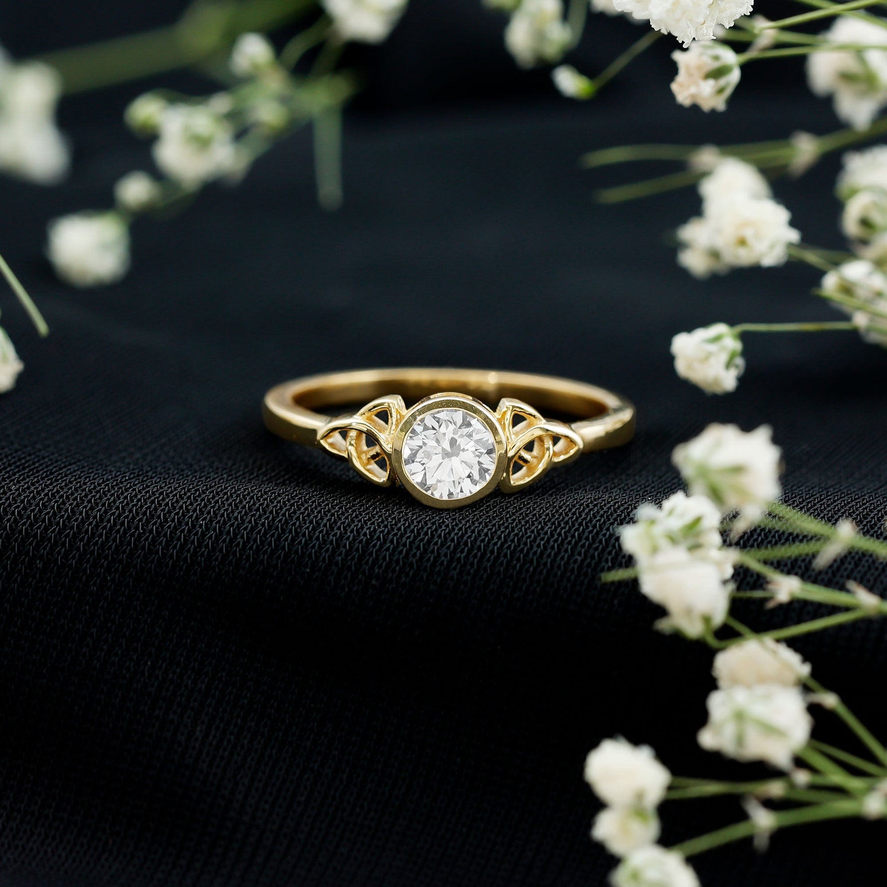 Bezel Set Lab Grown Diamond Knot Promise Ring