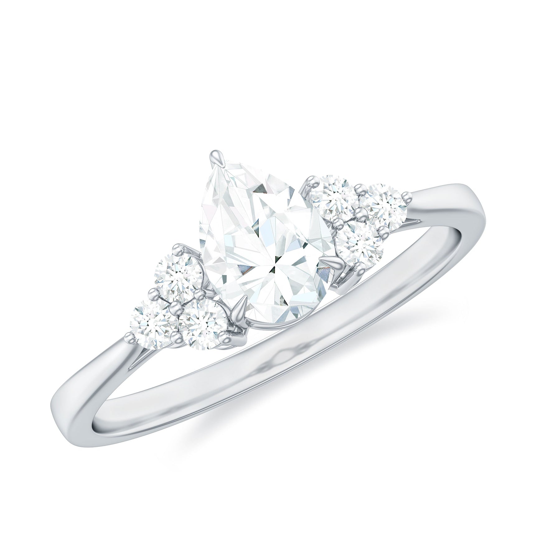 Pear Cut Lab Grown Diamond Trio Engagement Ring