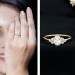 Pear Cut Lab Grown Diamond Trio Engagement Ring