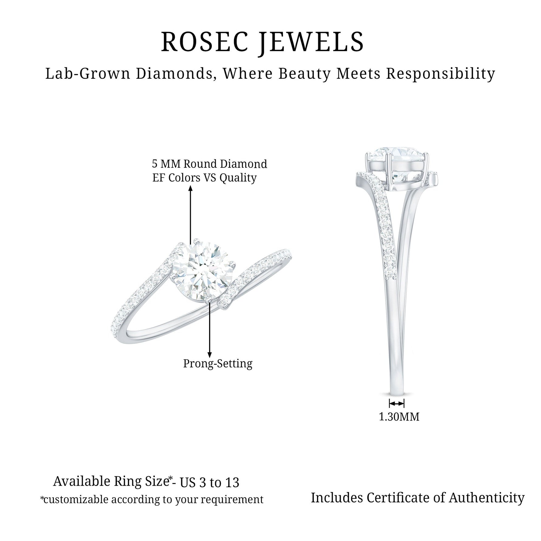 Lab Grown Diamond Solitaire Promise Engagement Ring