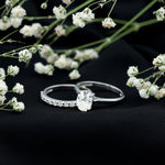 Oval Shape Solitaire Lab Grown Diamond Bridal Ring Set