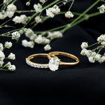 Oval Shape Solitaire Lab Grown Diamond Bridal Ring Set