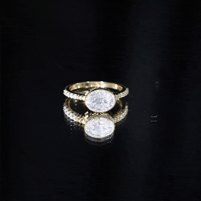 Oval Lab Grown Diamond Solitaire Engagement Ring in Bezel Setting