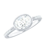 Oval Lab Grown Diamond Solitaire Engagement Ring in Bezel Setting
