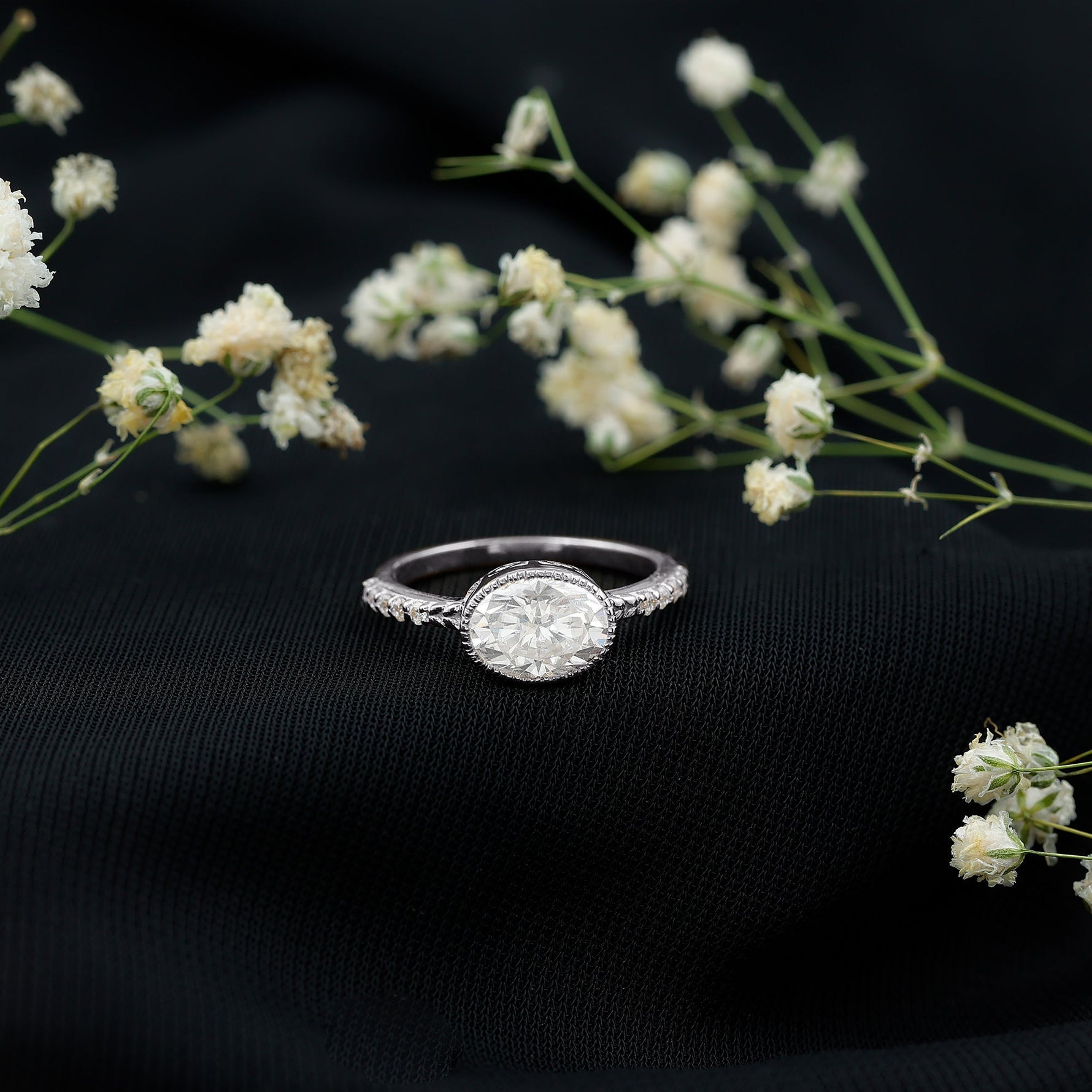 Oval Lab Grown Diamond Solitaire Engagement Ring in Bezel Setting