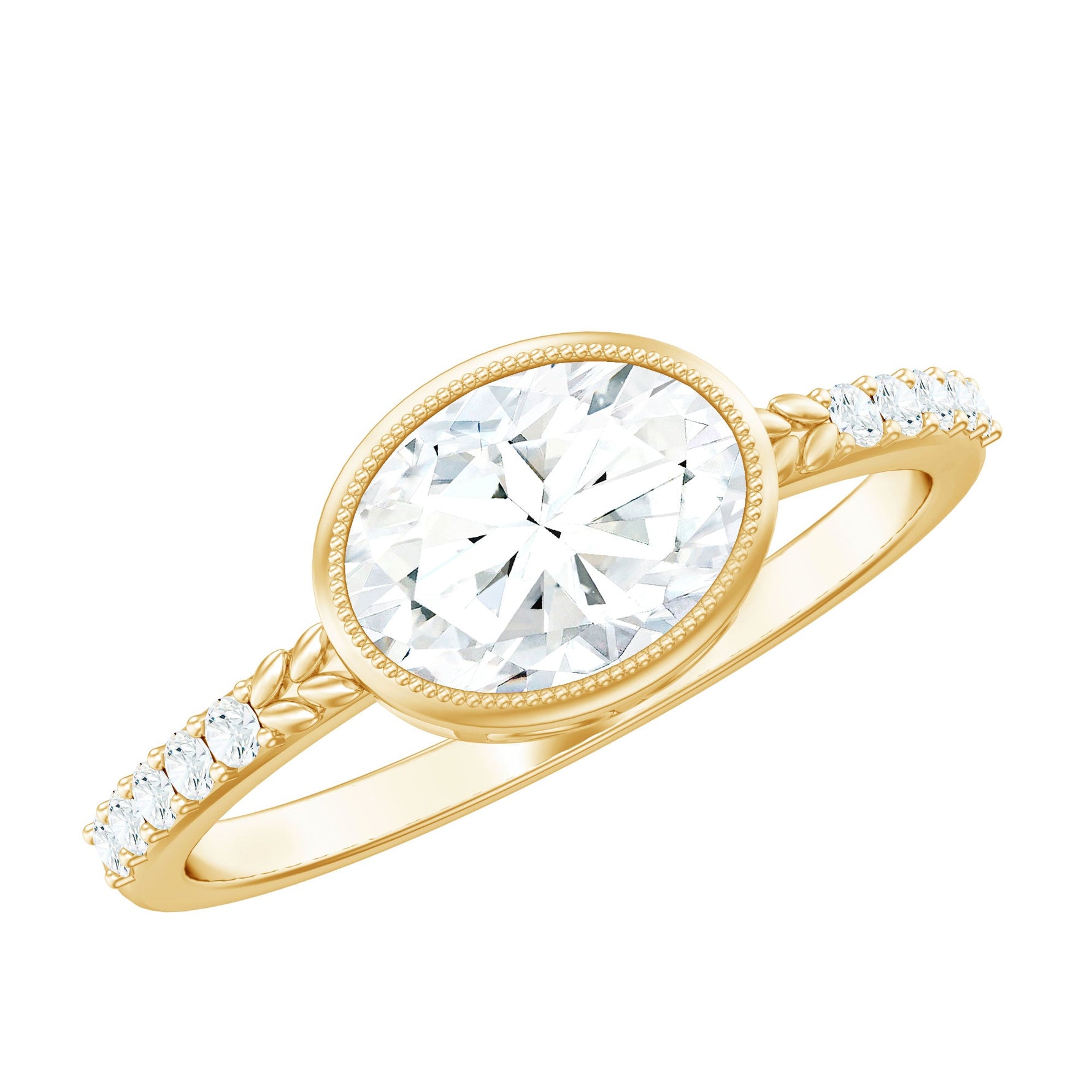 Oval Lab Grown Diamond Solitaire Engagement Ring in Bezel Setting