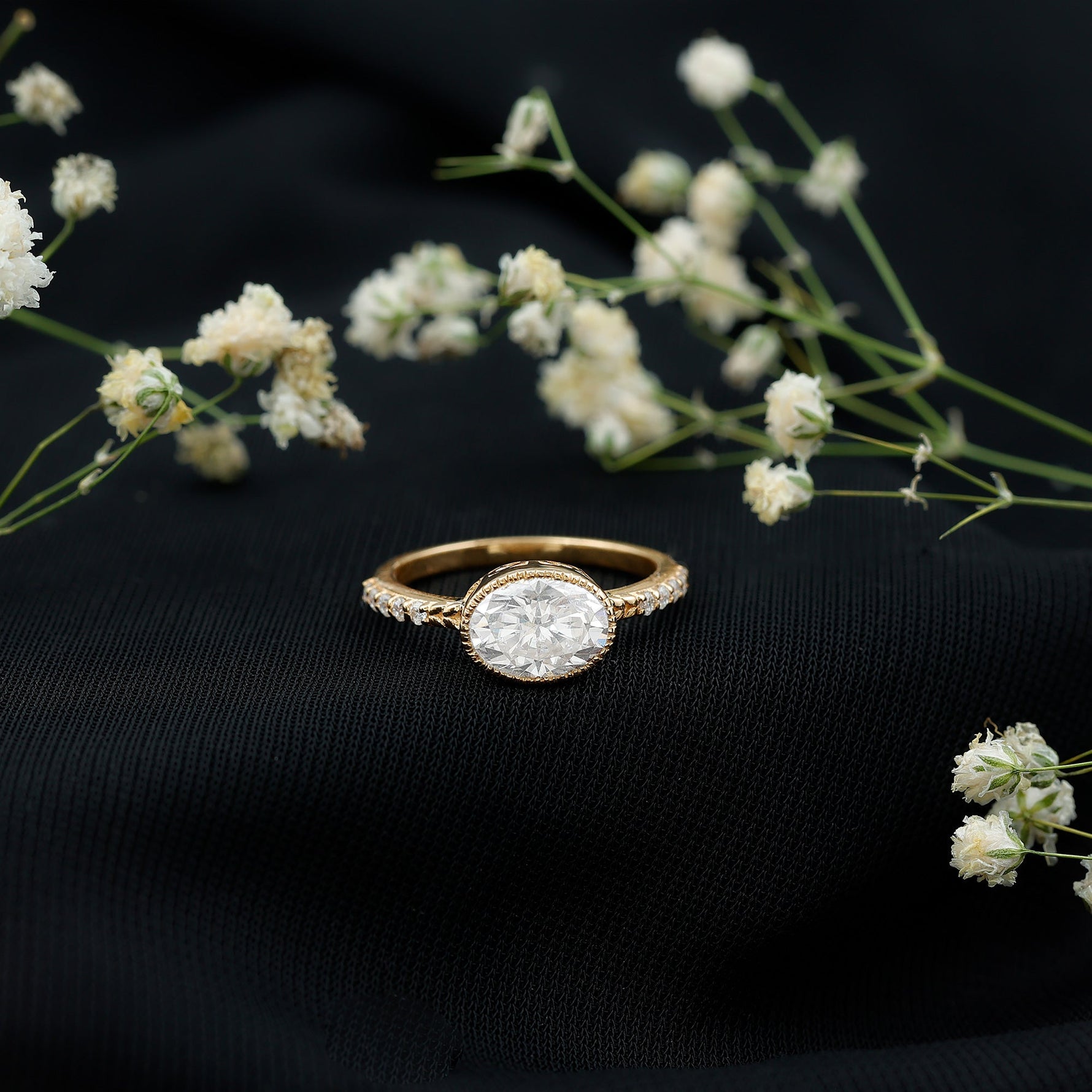 Oval Lab Grown Diamond Solitaire Engagement Ring in Bezel Setting