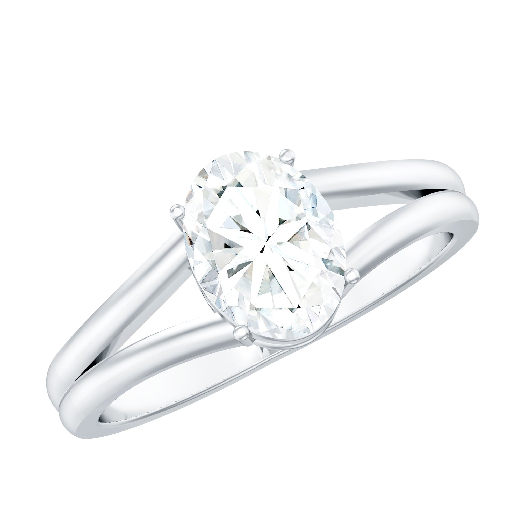 Oval Lab Grown Diamond Solitaire Ring in Split Shank