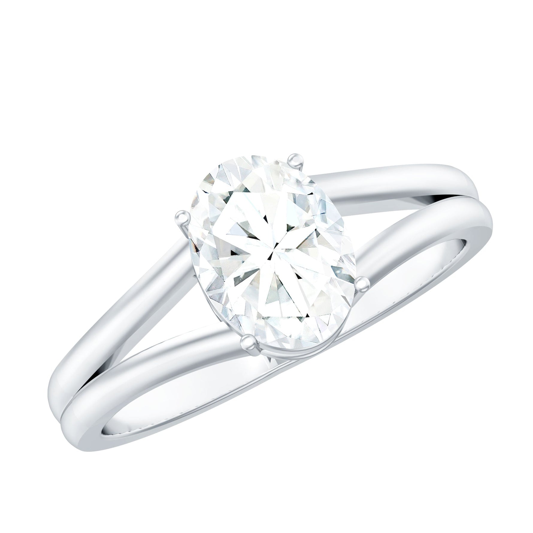 Oval Lab Grown Diamond Solitaire Ring in Split Shank