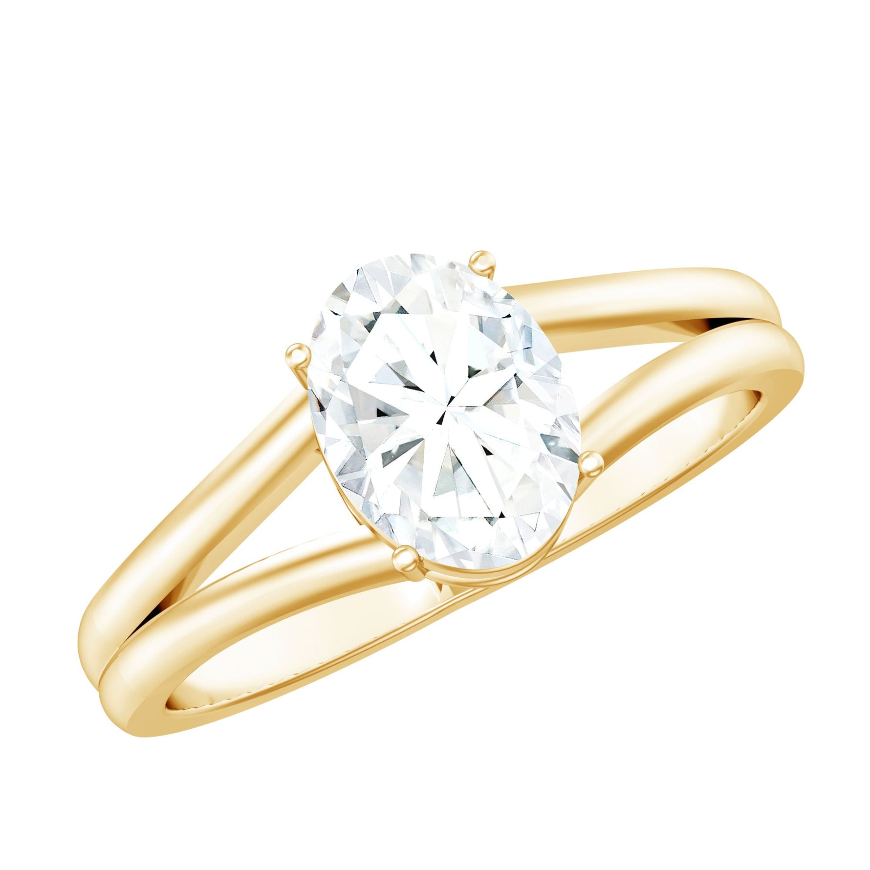 Oval Lab Grown Diamond Solitaire Ring in Split Shank