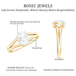 Oval Lab Grown Diamond Solitaire Ring in Split Shank