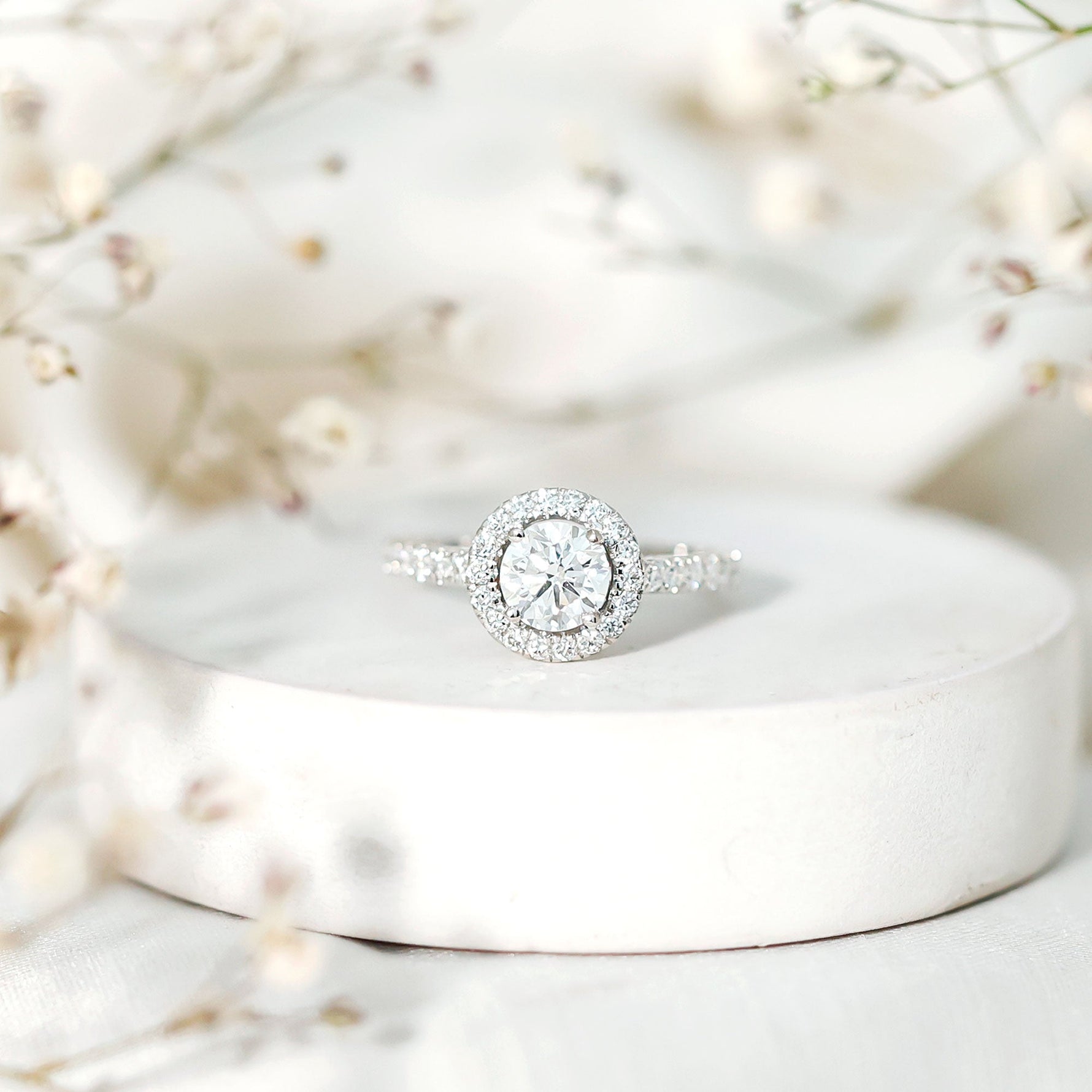 5MM Lab Grown Diamond Engagement Ring with Halo