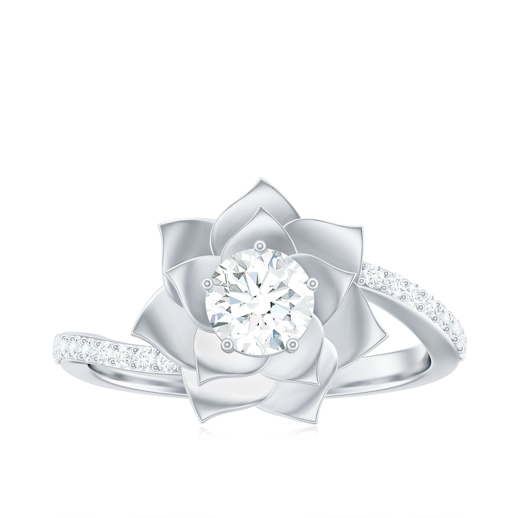 Lab Grown Diamond Nature Inspired Floral Bypass Ring