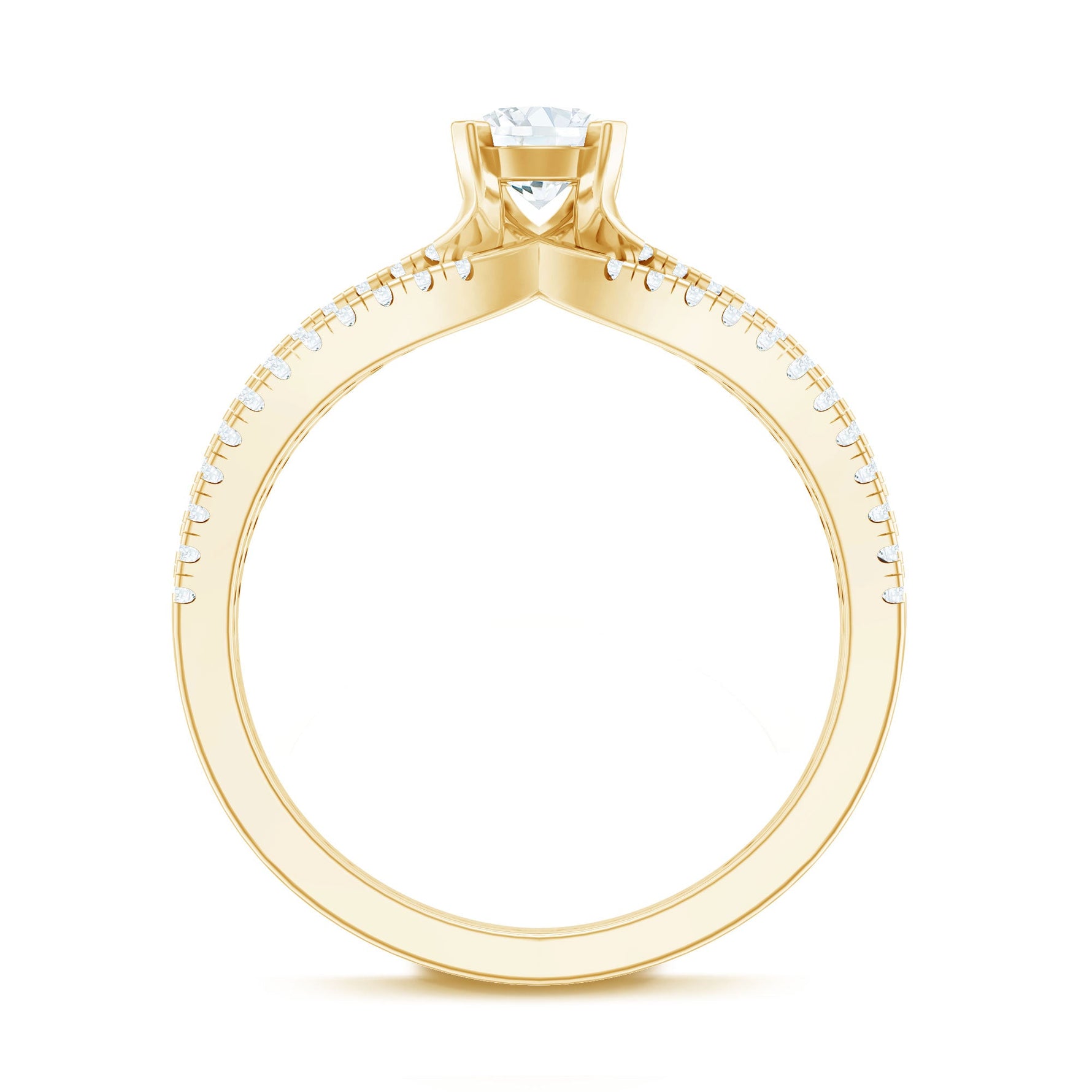 Solitaire Lab Grown Diamond Split Shank Engagement Ring