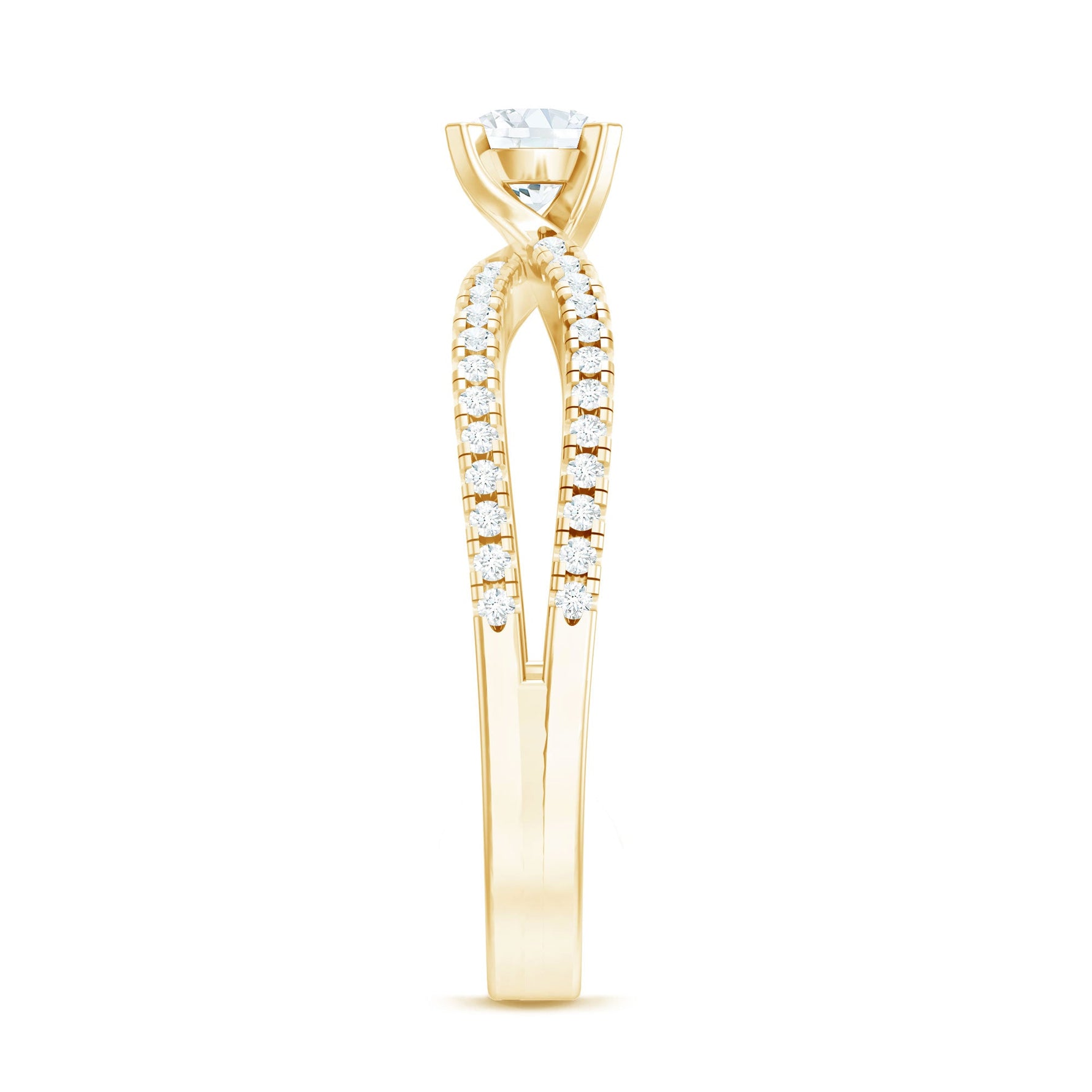 Solitaire Lab Grown Diamond Split Shank Engagement Ring