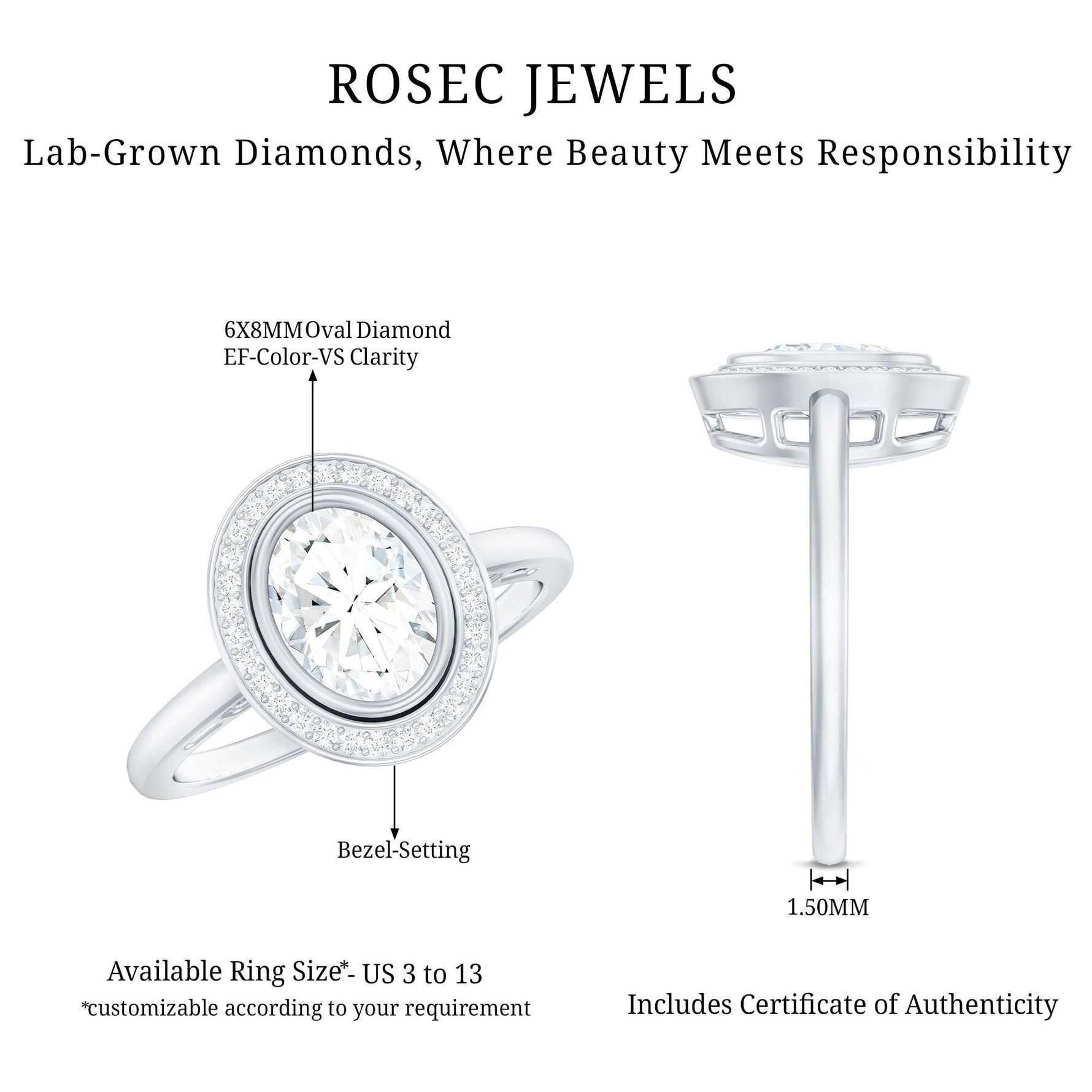 Classic Lab Grown Diamond Engagement Ring with Halo