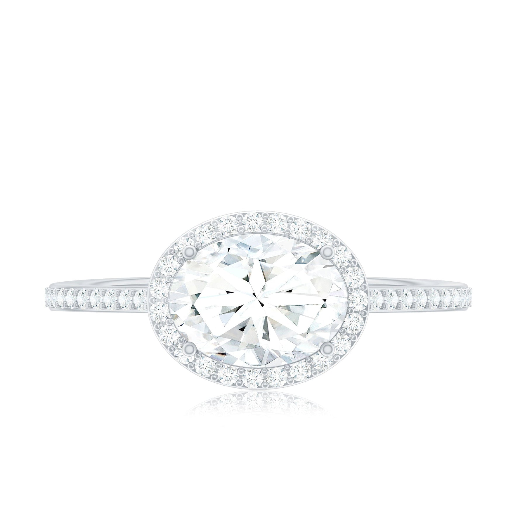Oval Shape Lab Grown Diamond Engagement Ring with Halo