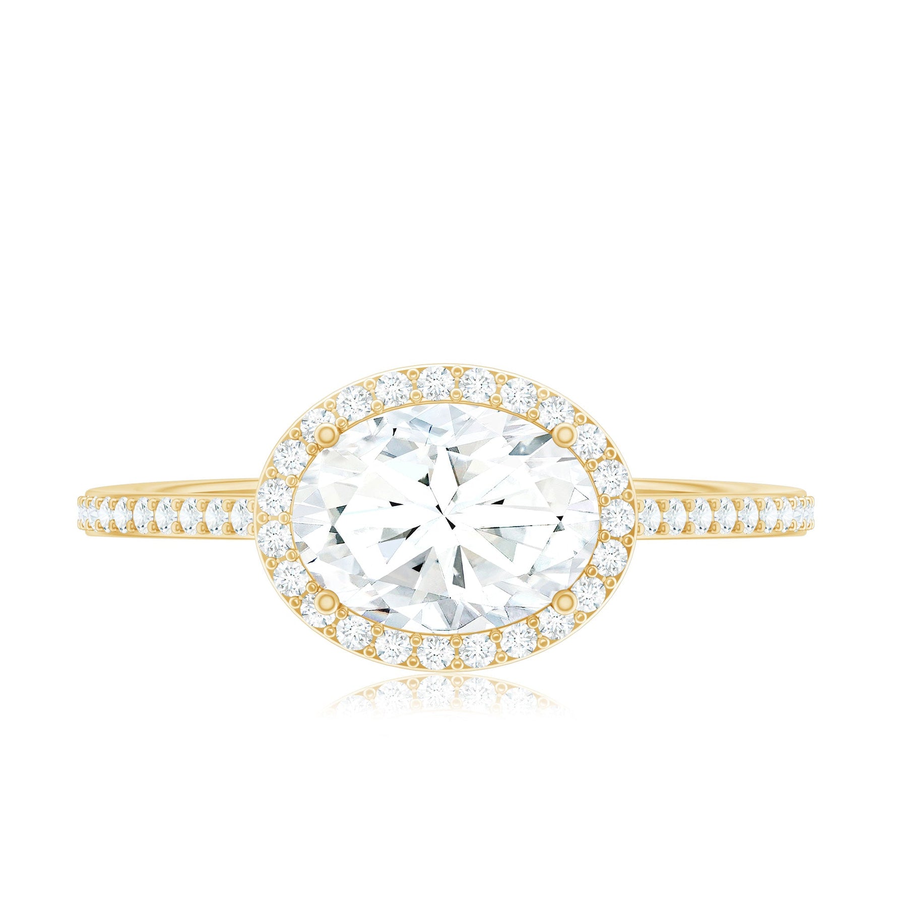 Oval Shape Lab Grown Diamond Engagement Ring with Halo