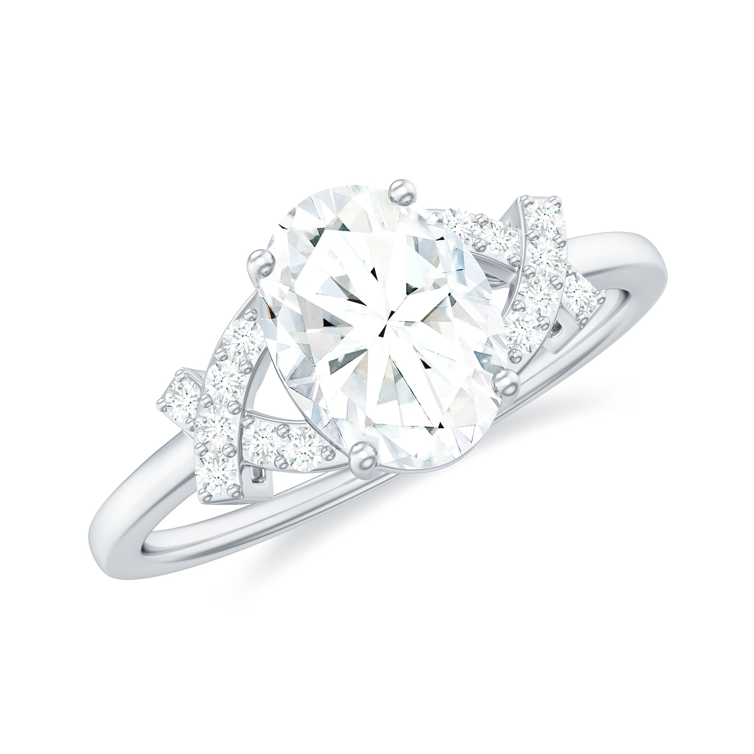 Oval Shape Lab Grown Diamond Solitaire Ring in Split Shank