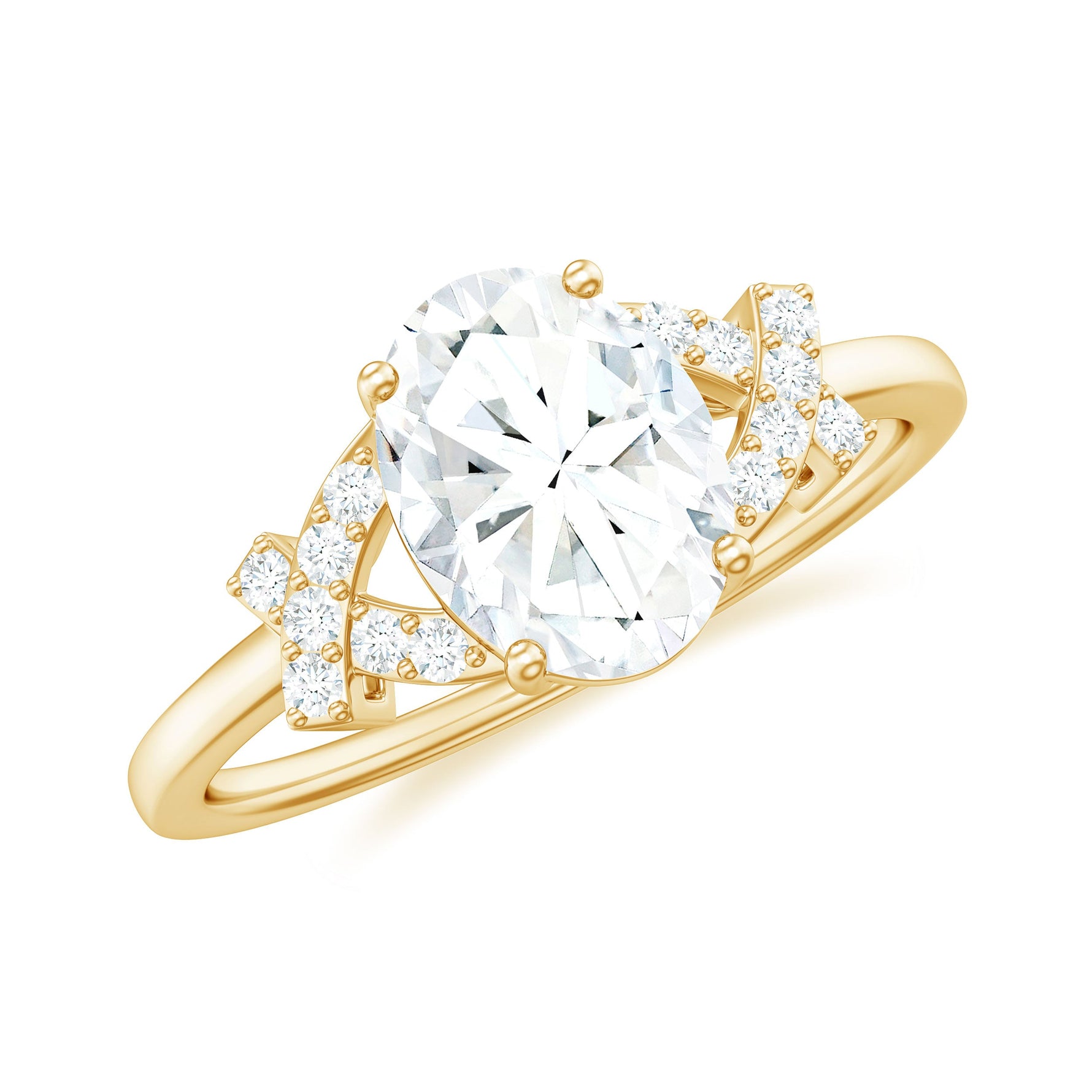 Oval Shape Lab Grown Diamond Solitaire Ring in Split Shank