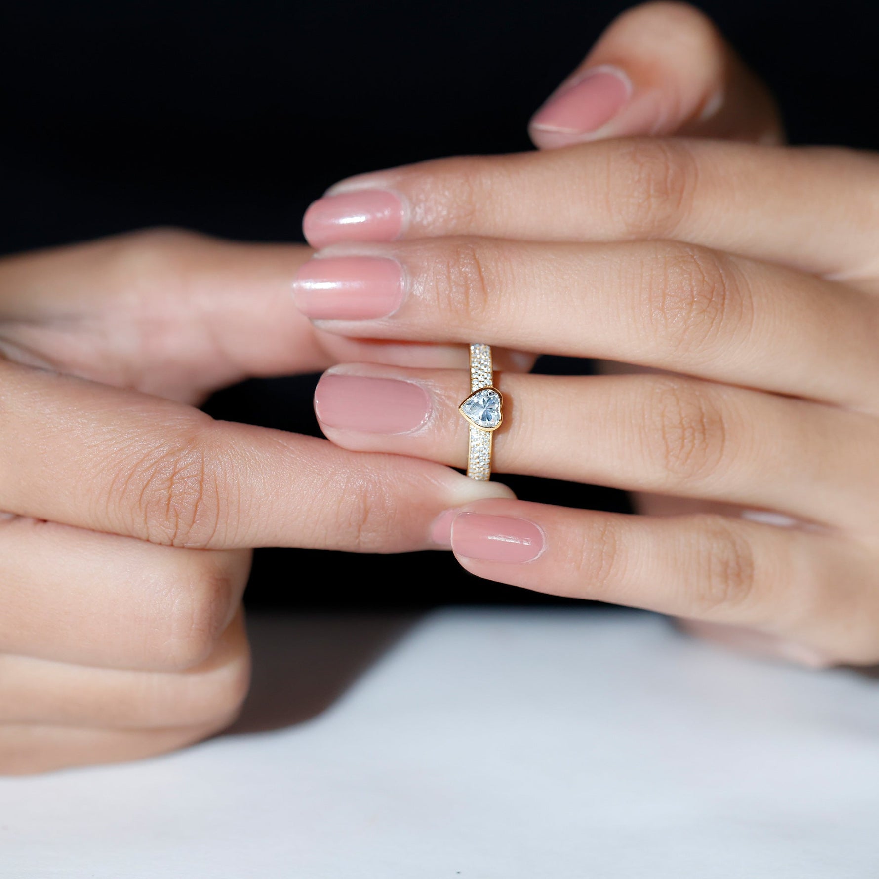 Heart Shape Lab Grown Diamond Solitaire Ring with Side Stones