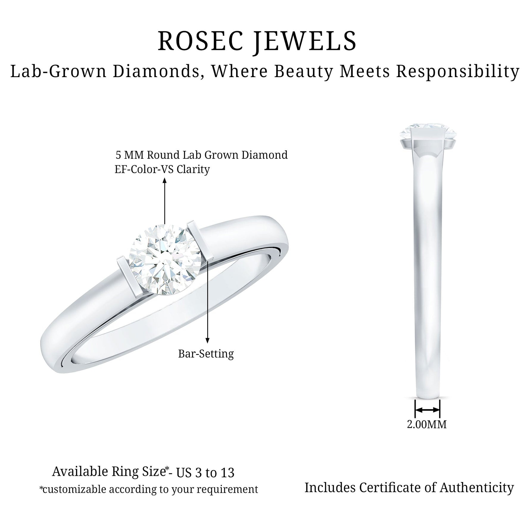 Minimal Lab Grown Diamond Solitaire Ring