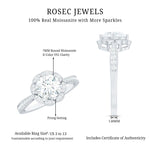 Certified Moissanite Designer Engagement Ring with Scalloped Halo