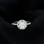 Certified Moissanite Designer Engagement Ring with Scalloped Halo