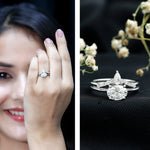 Oval Shaped Moissanite East West Engagement Ring with Band