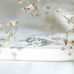 Oval Shaped Moissanite East West Engagement Ring with Band