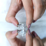 Oval Shaped Moissanite East West Engagement Ring with Band