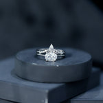 Oval Shaped Moissanite East West Engagement Ring with Band