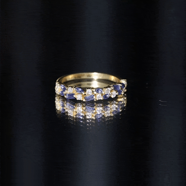 Certified Lab Grown Blue Sapphire Diamond Wedding Ring