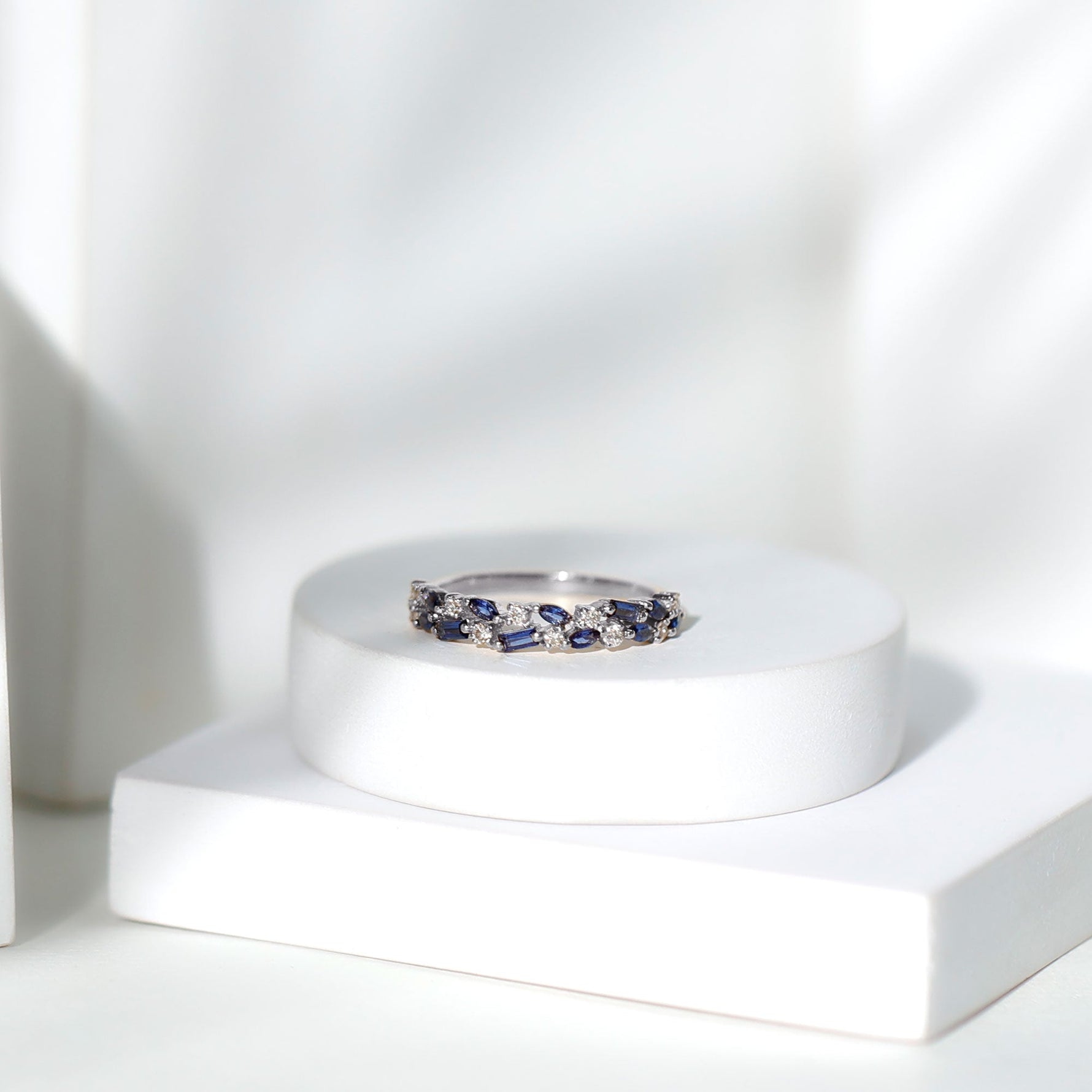 Certified Lab Grown Blue Sapphire Diamond Wedding Ring