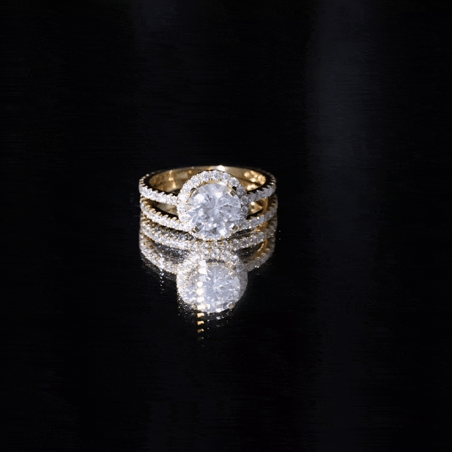 8 MM Round Shape Moissanite Halo Wedding Ring Set