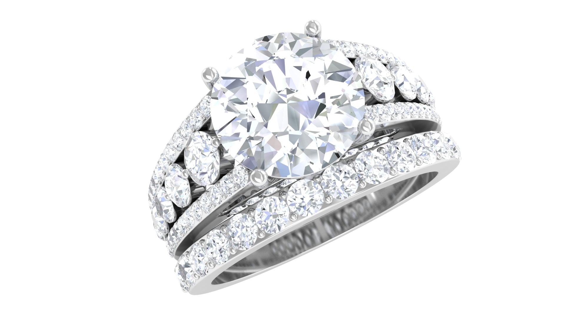 Zircon Designer Wedding Ring Set with Band