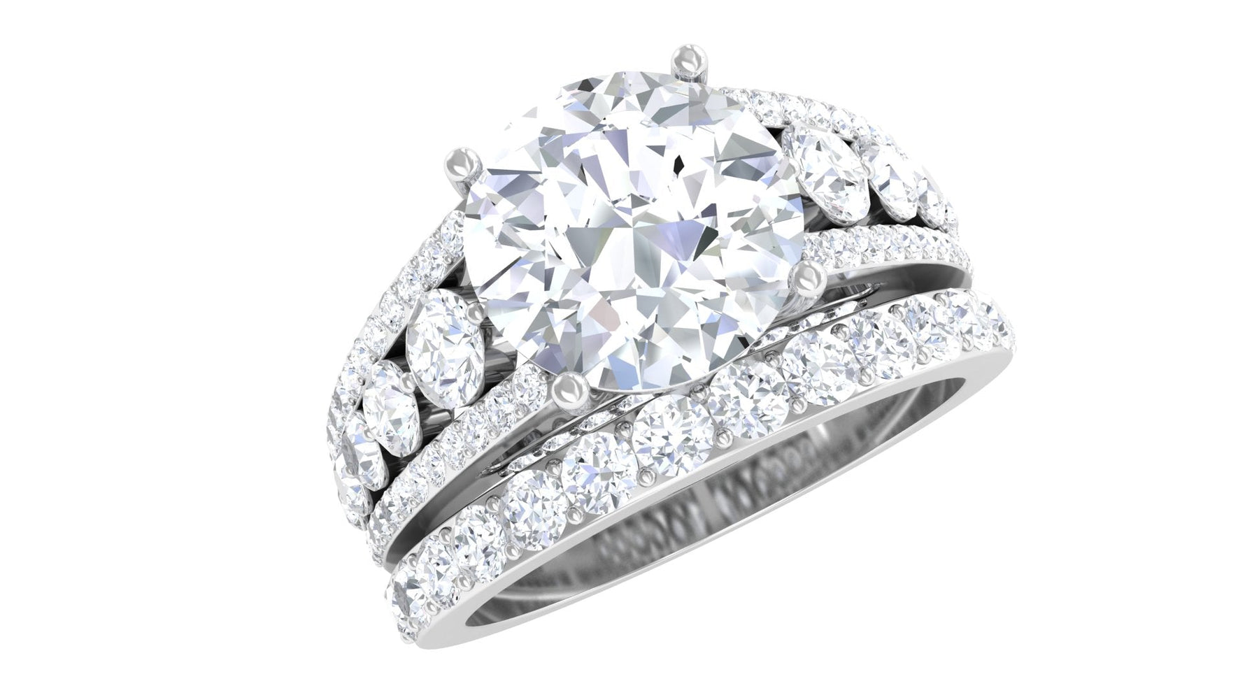 Zircon Designer Wedding Ring Set with Band