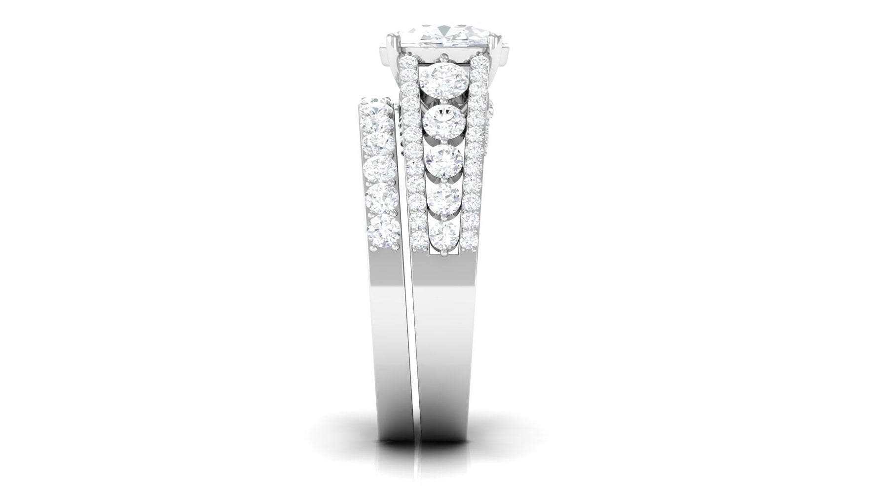Zircon Designer Wedding Ring Set with Band