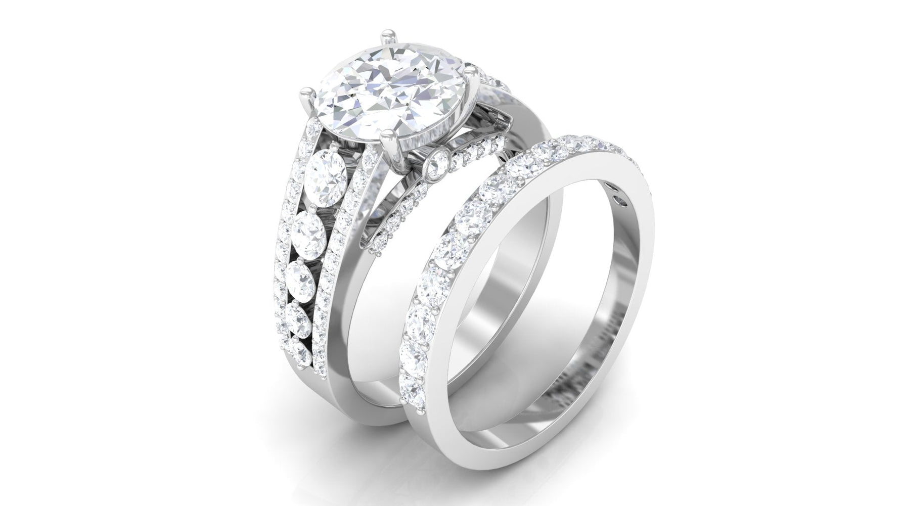 Zircon Designer Wedding Ring Set with Band